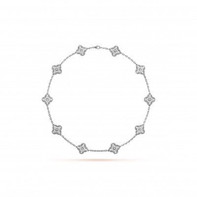 VAN CLEEF ARPELS VINTAGE ALHAMBRA NECKLACE, 10 MOTIFS - WHITE GOLD, DIAMOND  VCARA42400